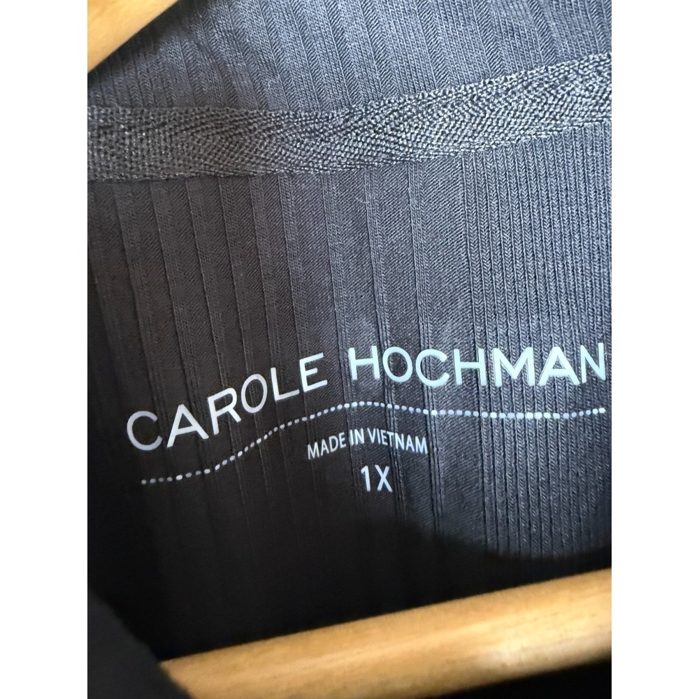 Carole Hochman Ribbed Button Front 2pc Lounge Set Black›Size 1X.  #20 - Picture 4 of 8